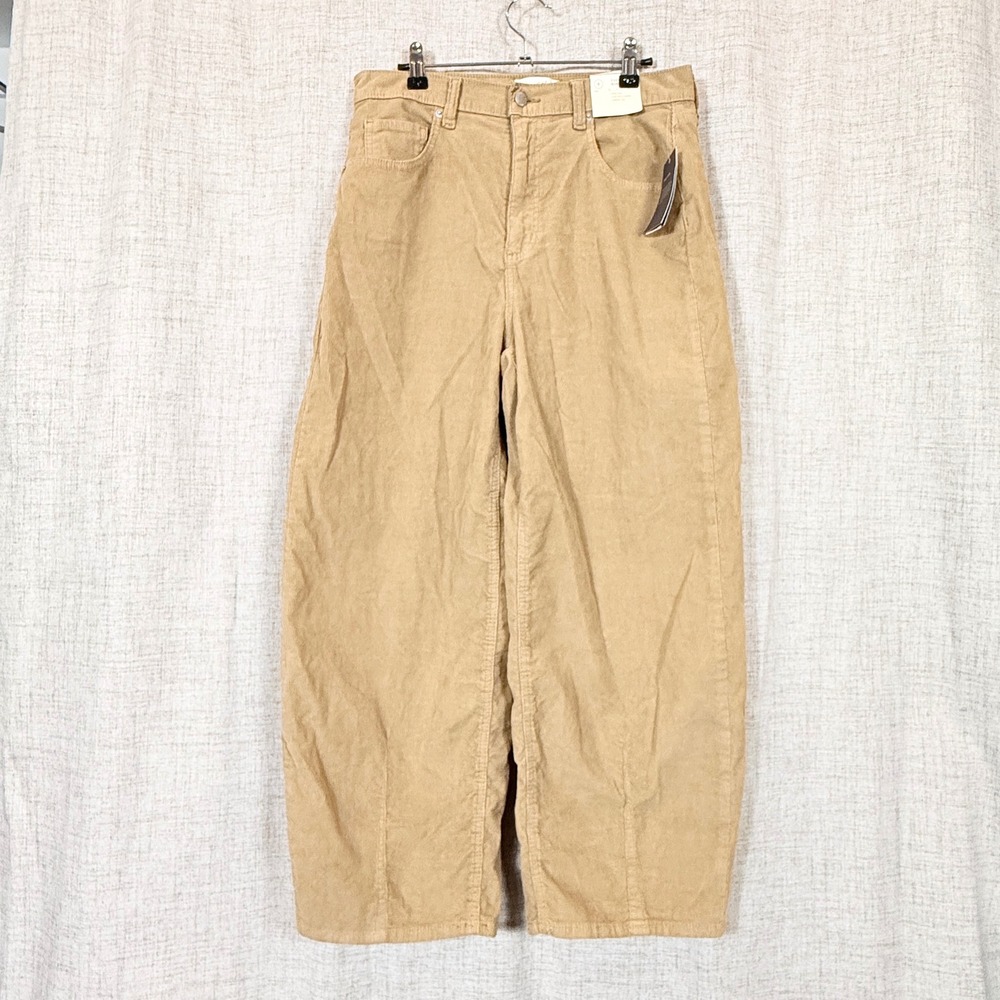 Universal Thread Easy Barrel Corduroy Pants Sz 8 Tan High Rise Boho Academia NWT